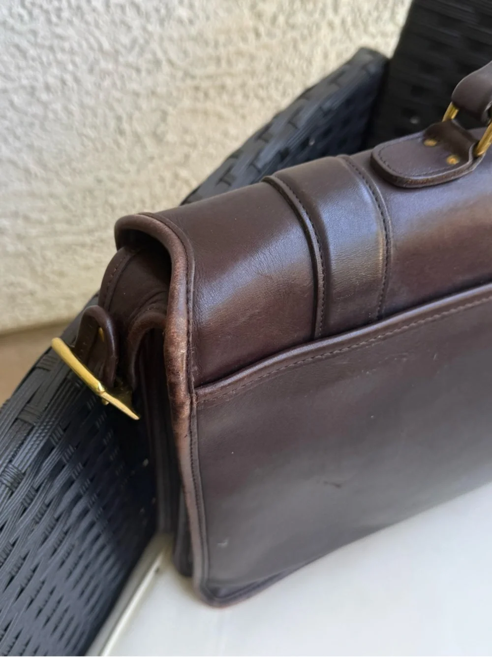 Vintage Coach Essex 5274 Briefcase Brown Leather USA Brass Turnlock 90s